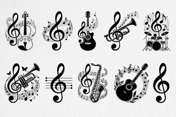 Download Music Notes SVG Bundle - Note Collection