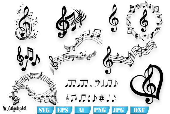 Download Music Notes Silhouettes SVG Files - Note Collection